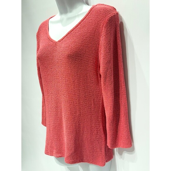 Eileen Fisher 100% Silk Sweater Pink 3/4 Sleeve Spring Women's Size Large Petite - Picture 4 of 12